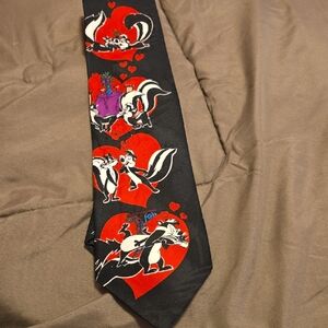 Playful Black and Red Cartoon Character Tie